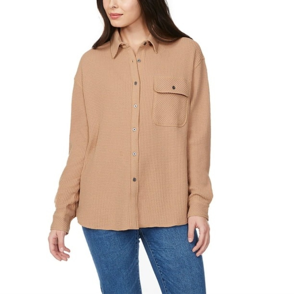 Buffalo David Waffle Tan Button-Down Shirt